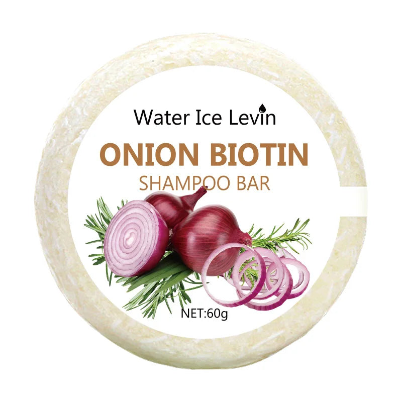Onion and Biotin Shampoo Soap - 60g, Suitable for All Hair Types, Moisturizing and Smoothing