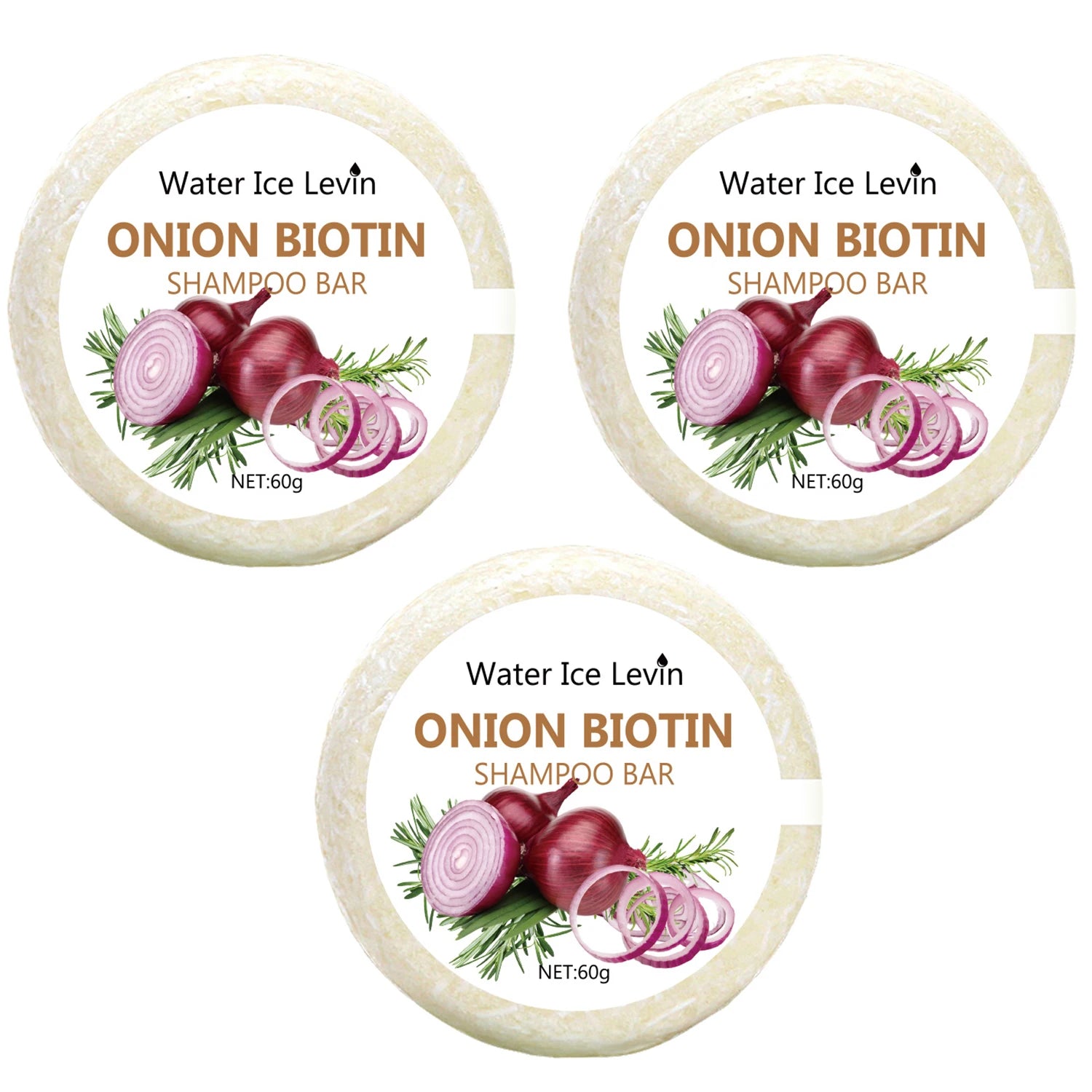 Onion and Biotin Shampoo Soap - 60g, Suitable for All Hair Types, Moisturizing and Smoothing