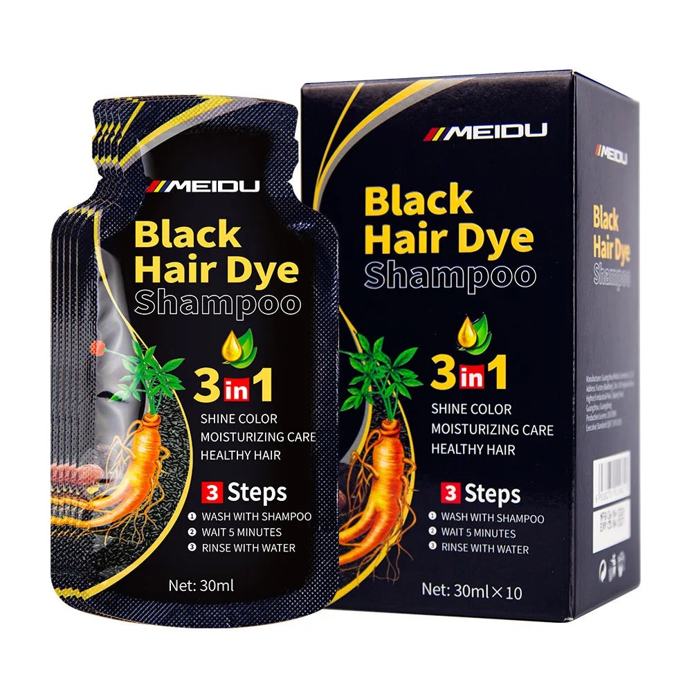 30ml Hair Dye Shampoo 3in1 Darkening Hairs Instant Gray To Black Polygonum