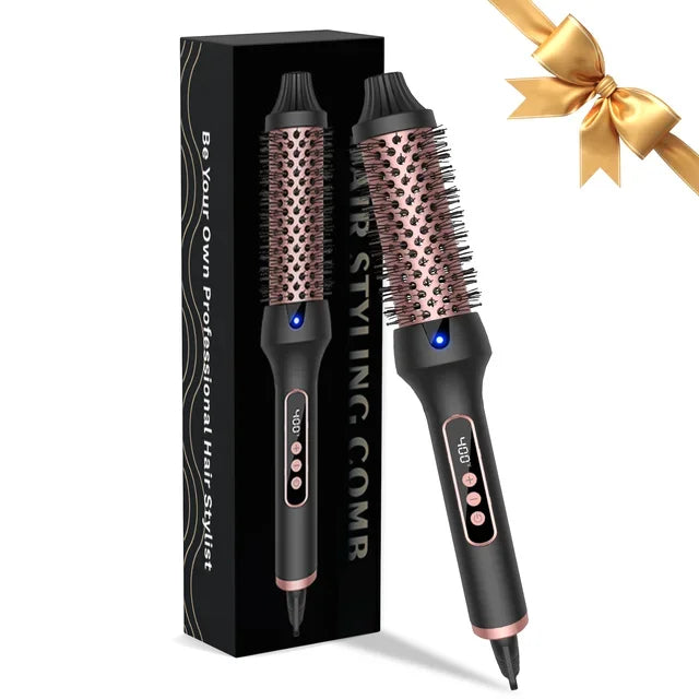 Heated Styling Brush 3-in-1 Ionic Hair Curler/Straightener with Anti-Scald Electric Curl Wand Curling