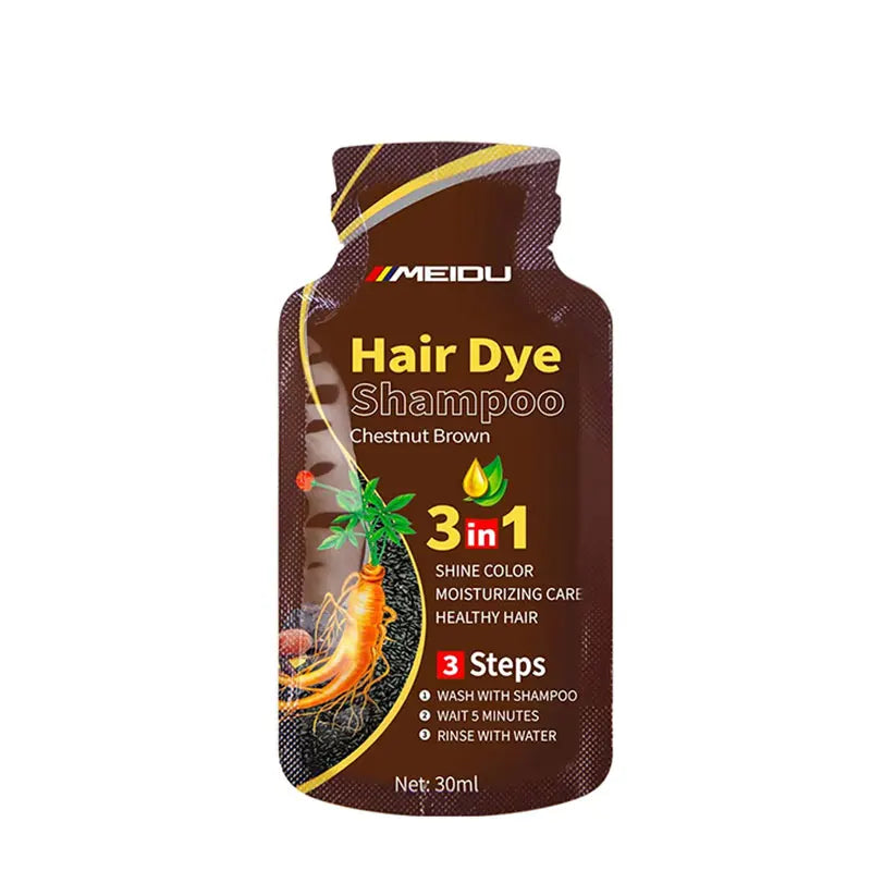 30ml Hair Dye Shampoo 3in1 Darkening Hairs Instant Gray To Black Polygonum