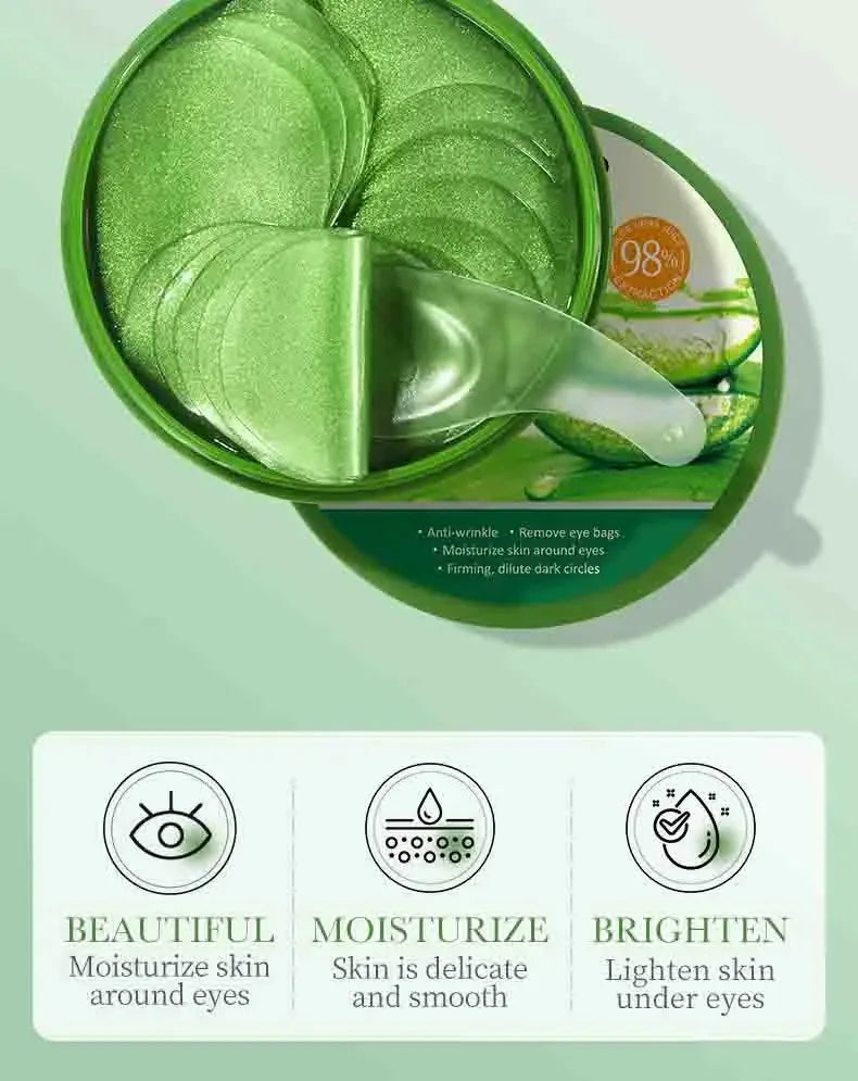 60pcs Aloe Vera Collagen Eye Mask Anti Dark Circles Eyes Bags Moisturizing Anti-Wrinkles