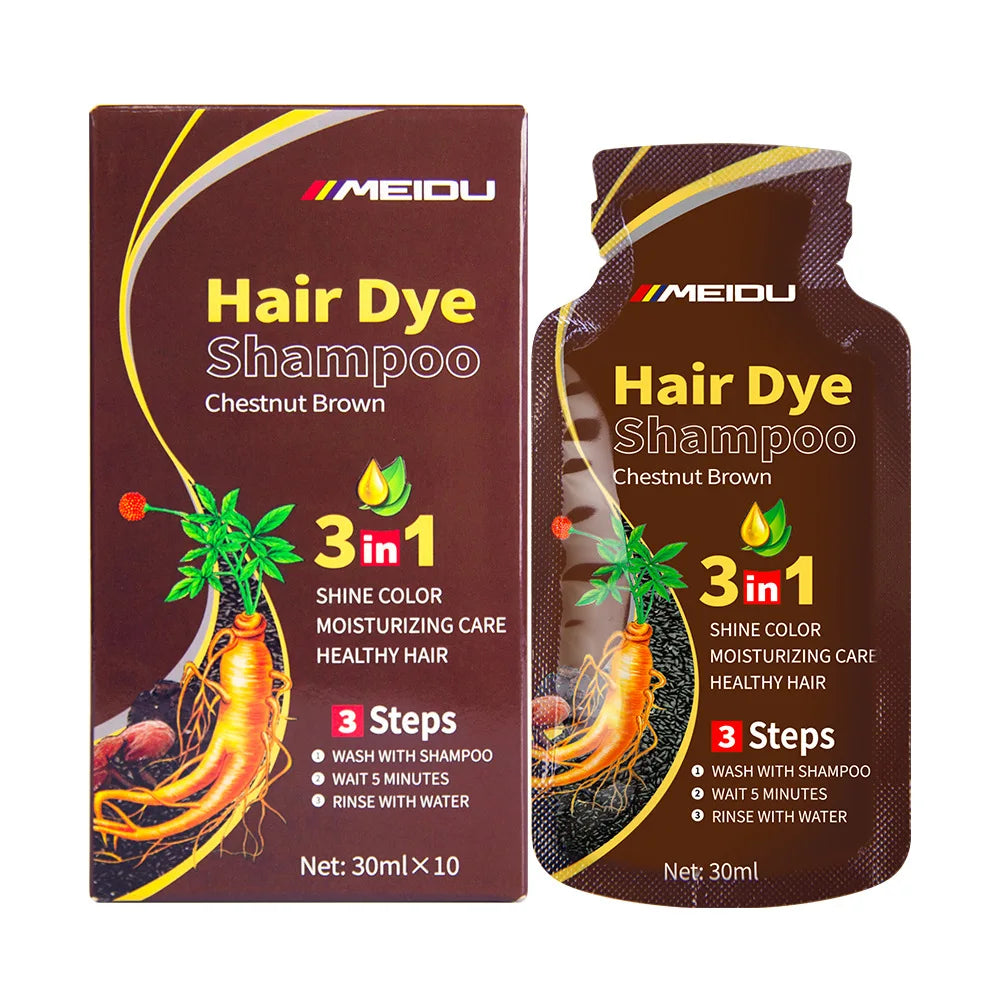30ml Hair Dye Shampoo 3in1 Darkening Hairs Instant Gray To Black Polygonum