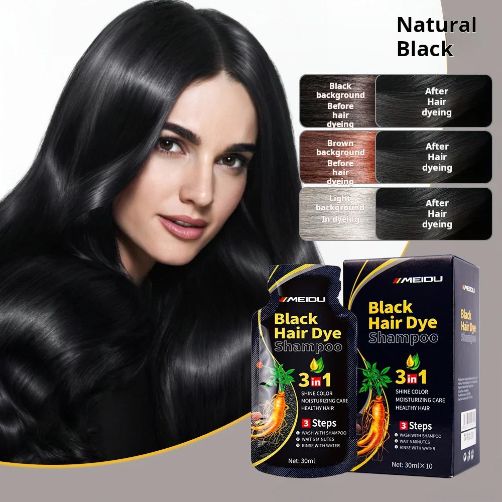 30ml Hair Dye Shampoo 3in1 Darkening Hairs Instant Gray To Black Polygonum