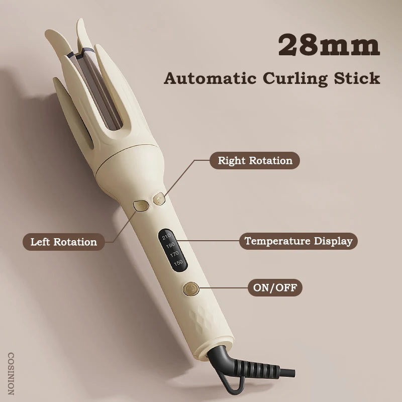 Automatic Hair Curler 28mm Negative Ions Electric Ceramic Curling Hair Stick Rotating Curl Waves