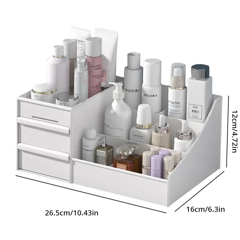 1pc White New Drawer Makeup Storage Box Dormitory Finishing Plastic Shelf Cosmetics Skin Care Dressing Table  Desktop