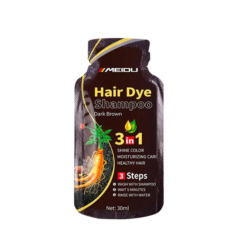 30ml Hair Dye Shampoo 3in1 Darkening Hairs Instant Gray To Black Polygonum