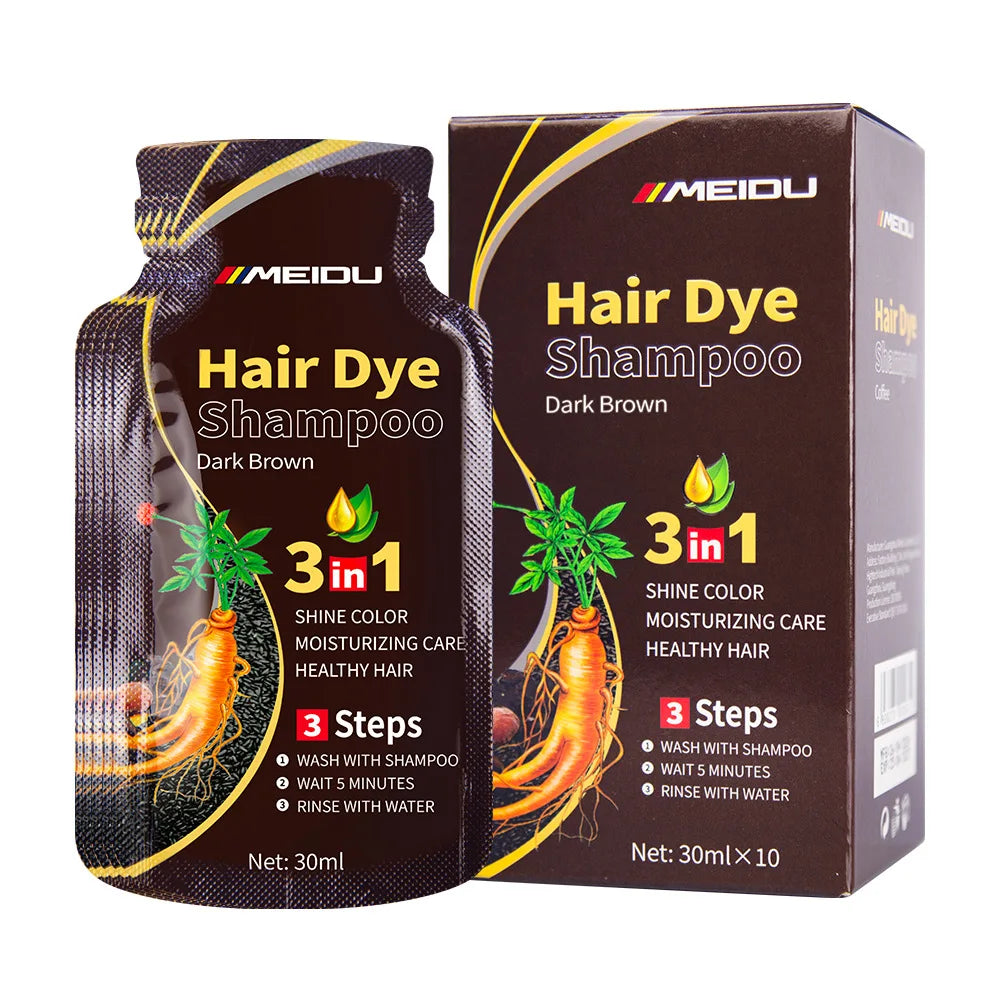 30ml Hair Dye Shampoo 3in1 Darkening Hairs Instant Gray To Black Polygonum