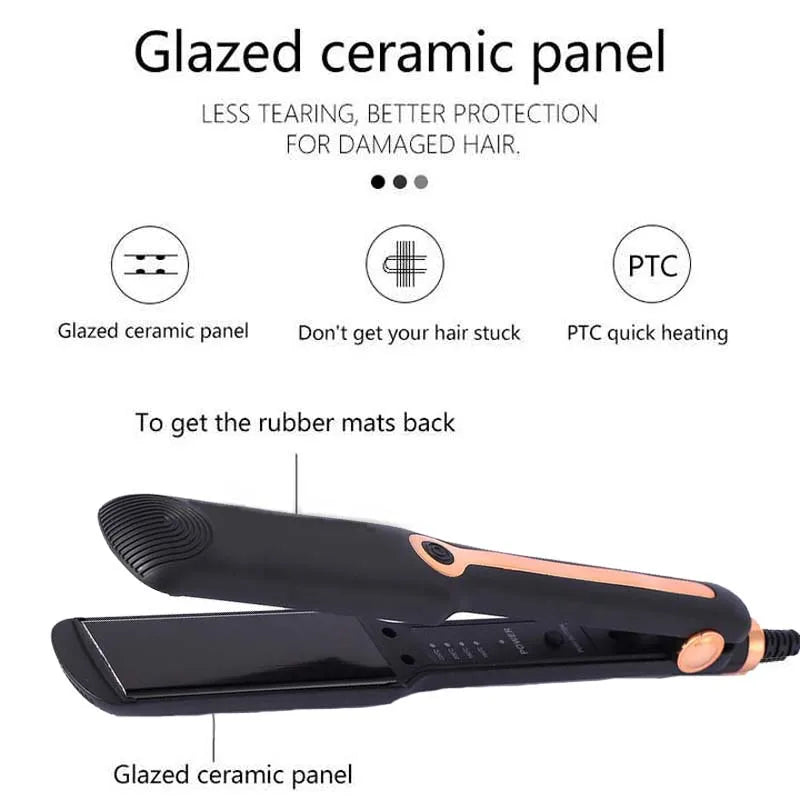 Hair Straightener Professional Ceramic Flat Iron Negative Ion Wide Plate Temperature Adjustable