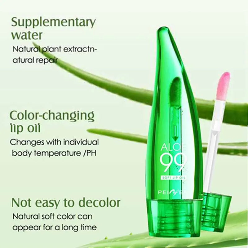 99% Aloe Vera Temperature - changing Lip Balm, Anti - dryness, Long - lasting Moisturizing, Transparent Liquid Lip
