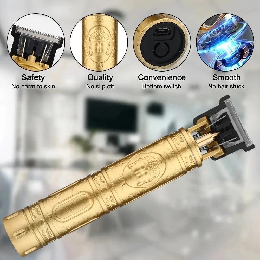 Vintage Cordless Hair Cutting Machine Portable Hair Clipper Electric Hair Trimmer USB Fast Charging