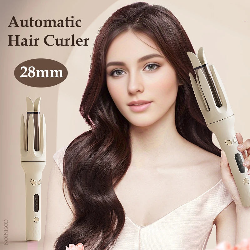 Automatic Hair Curler 28mm Negative Ions Electric Ceramic Curling Hair Stick Rotating Curl Waves