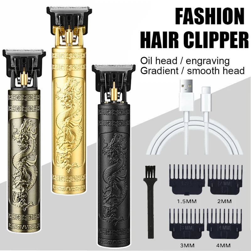 Vintage Cordless Hair Cutting Machine Portable Hair Clipper Electric Hair Trimmer USB Fast Charging
